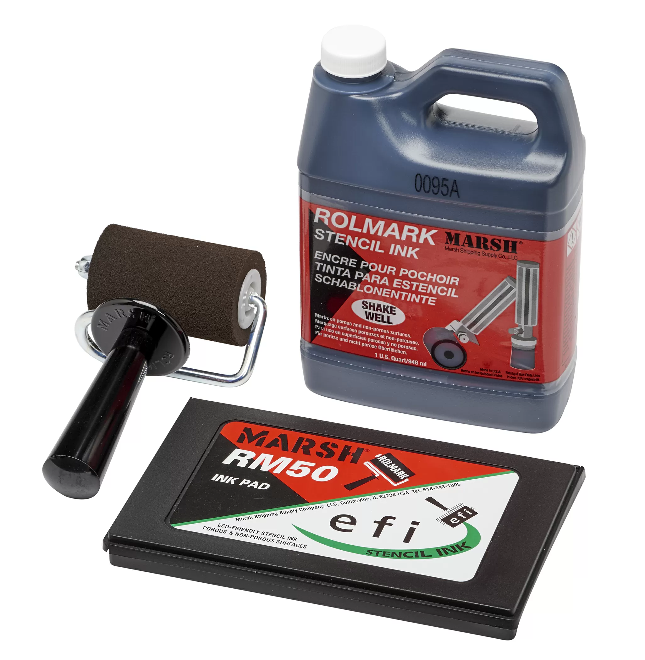 3 RolMark Applicator Roller, White Ink, and Pad Solution